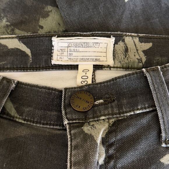 Current/Elliott Camo Stiletto Jeans Size 30 Mid Rise Skinny Army Green USA - Picture 5 of 12